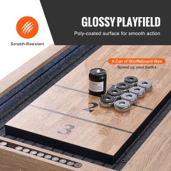 Shuffleboard ja keilapöytä MDF-levy 274,3 cm kaksipuolinen poly-pinnoitettu tarvikkeet mukana