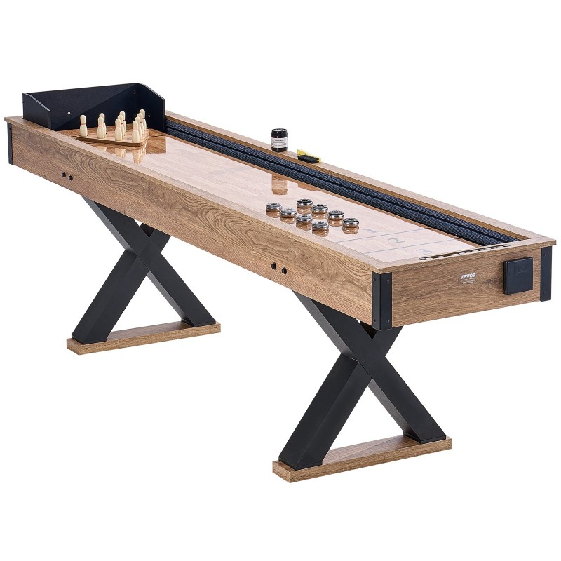 Shuffleboard ja keilapöytä MDF-levy 274,3 cm kaksipuolinen poly-pinnoitettu tarvikkeet mukana
