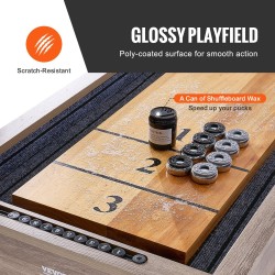 Shuffleboard-pöytä 11,5 jalkaa MDF-runko poly-pinnoitettu pelipinta shuffleboard ja keilapeli mukana kahdeksan kiekkoa