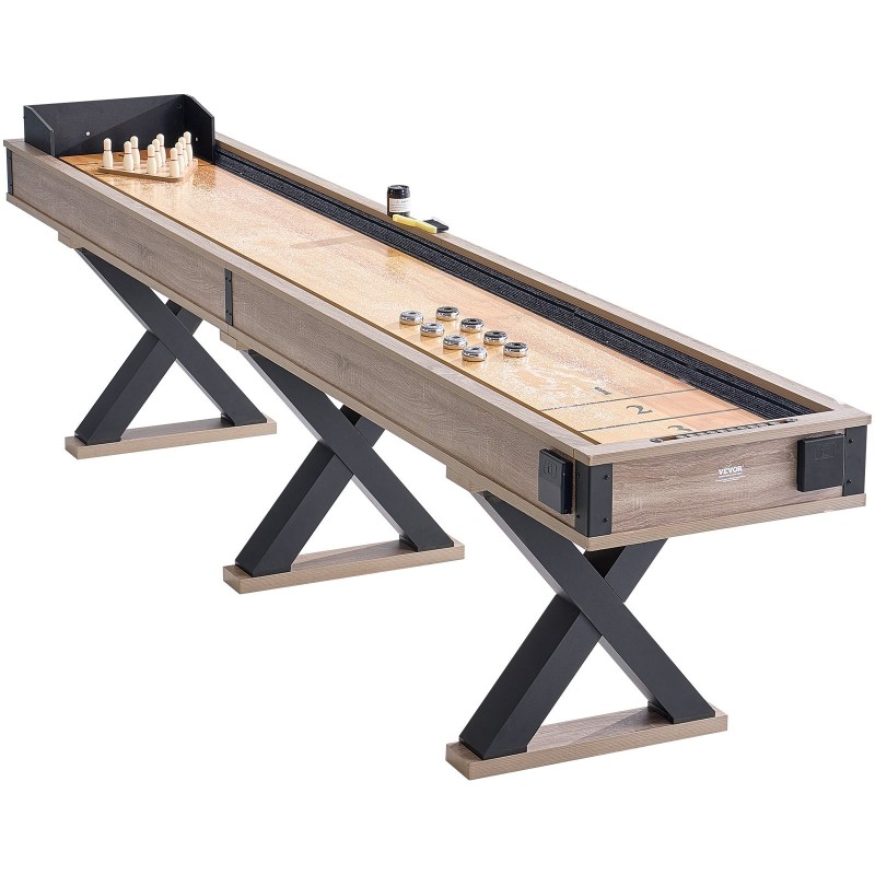 Shuffleboard-pöytä 11,5 jalkaa MDF-runko poly-pinnoitettu pelipinta shuffleboard ja keilapeli mukana kahdeksan kiekkoa