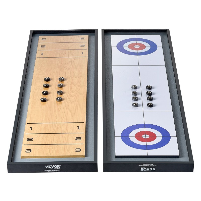 MDF-pelilauta 1140x315 mm kaksipuolinen pöytäpeli shuffleboard ja curling 8 kiekkoa