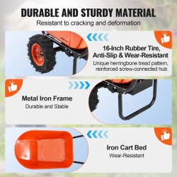 Sähkökäyttöinen puutarhakärry 500 watin moottori 260 kg kantavuus rautarunko 16-tuuma renkaat