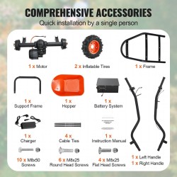 Sähkökäyttöinen puutarhakärry 500 watin moottori 260 kg kantavuus rautarunko 16-tuuma renkaat
