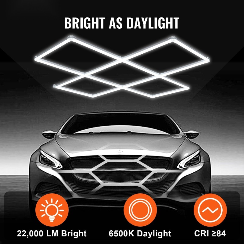LED-kattovalo 22000 lumenia 6500 kelvin modulaarinen 5-ruutujärjestelmä autotalliin varastoon