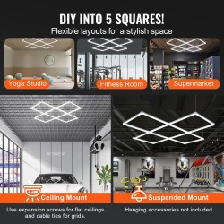 LED-kattovalo 22000 lumenia 6500 kelvin modulaarinen 5-ruutujärjestelmä autotalliin varastoon