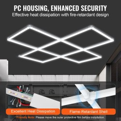 LED-kattovalo 22000 lumenia 6500 kelvin modulaarinen 5-ruutujärjestelmä autotalliin varastoon