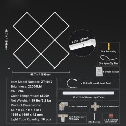 LED-kattovalo 22000 lumenia 6500 kelvin modulaarinen 5-ruutujärjestelmä autotalliin varastoon