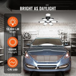 LED-autotallivalo 2 kpl 15000 lumenia 6500 kelvin 6 säädettävää paneelia E26/E27-kannalle