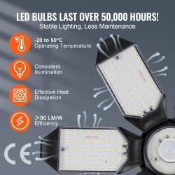 LED-autotallivalo 2 kpl 15000 lumenia 6500 kelvin 6 säädettävää paneelia E26/E27-kannalle