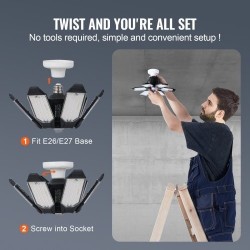 LED-autotallivalo 2 kpl 15000 lumenia 6500 kelvin 6 säädettävää paneelia E26/E27-kannalle