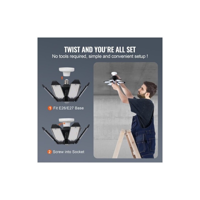 LED-autotallivalo 2 kpl 15000 lumenia 6500 kelvin 6 säädettävää paneelia E26/E27-kannalle