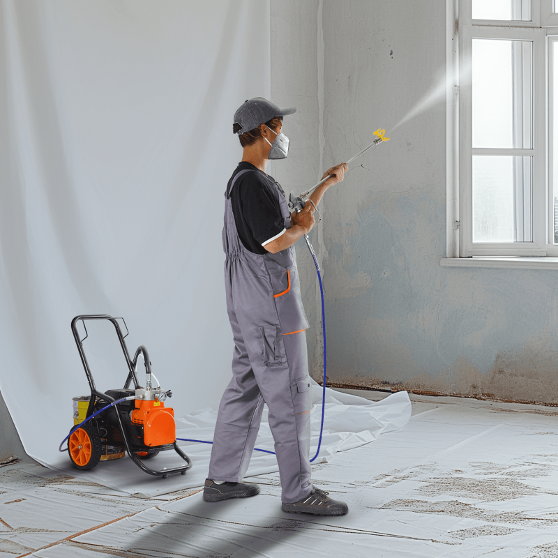 Maalausruisku kalvokäyttöinen korkeapaineinen vaunullinen jatkovarsi sisä- ja ulkokäyttöön