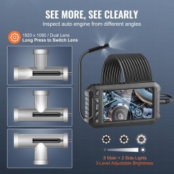 Tarkastuskamera kolmilinssinen viiden tuuman näyttö viiden metrin kaapeli vesitiivis kahdeksan millimetrin linssi