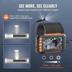 Endoskooppikamera kaksilinssinen 15 m kaapeli 4,3 tuuman IPS-näyttö 8 mm IP67