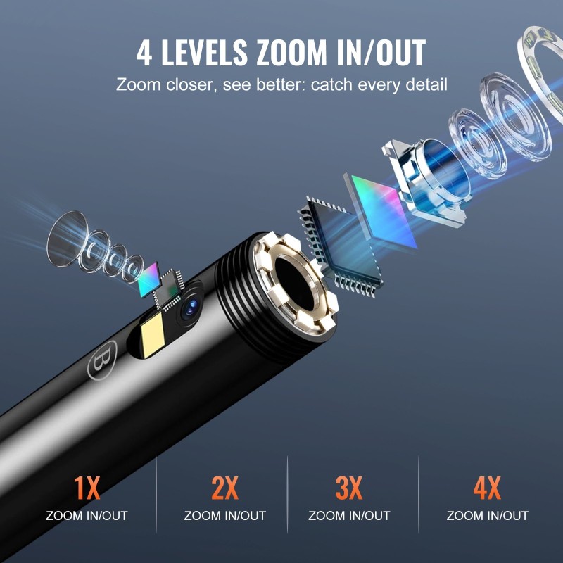 Endoskooppikamera kaksilinssinen 15 m kaapeli 4,3 tuuman IPS-näyttö 8 mm IP67