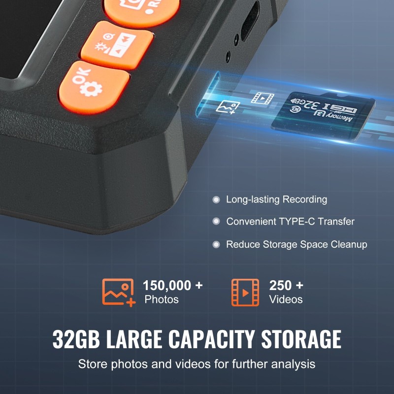 Endoskooppikamera kaksilinssinen 8 mm linssit 5 m kaapeli 4,3 tuuman värinäyttö