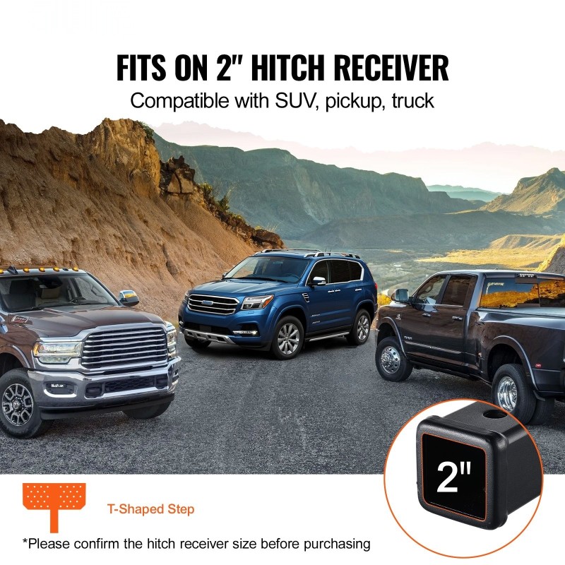 Vetokoukkuaskelma teräs 2 tuuman vetokoukkuvastaanottimelle korroosionkestävä pinnoite 158,7 kg kantavuus