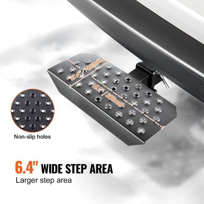 Vetokoukkuaskelma teräs 2 tuuman vetokoukkuvastaanottimelle korroosionkestävä pinnoite 158,7 kg kantavuus