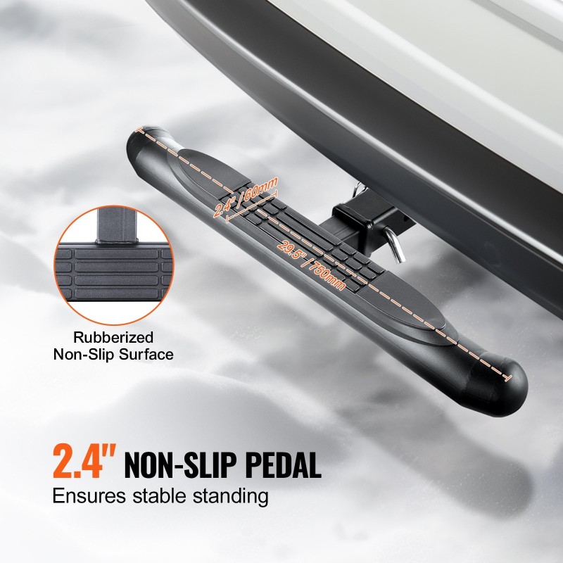 Teräs koukkuaskelma 2 tuuman vetokoukkuun 750 mm pituus 158,7 kg kantavuus