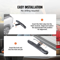 Teräs koukkuaskelma 2 tuuman vetokoukkuun 750 mm pituus 158,7 kg kantavuus