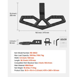 Vetokoukun astinlauta 50,8 mm vastaanottimeen pallografiittivalurauta 158,7 kg kantavuus