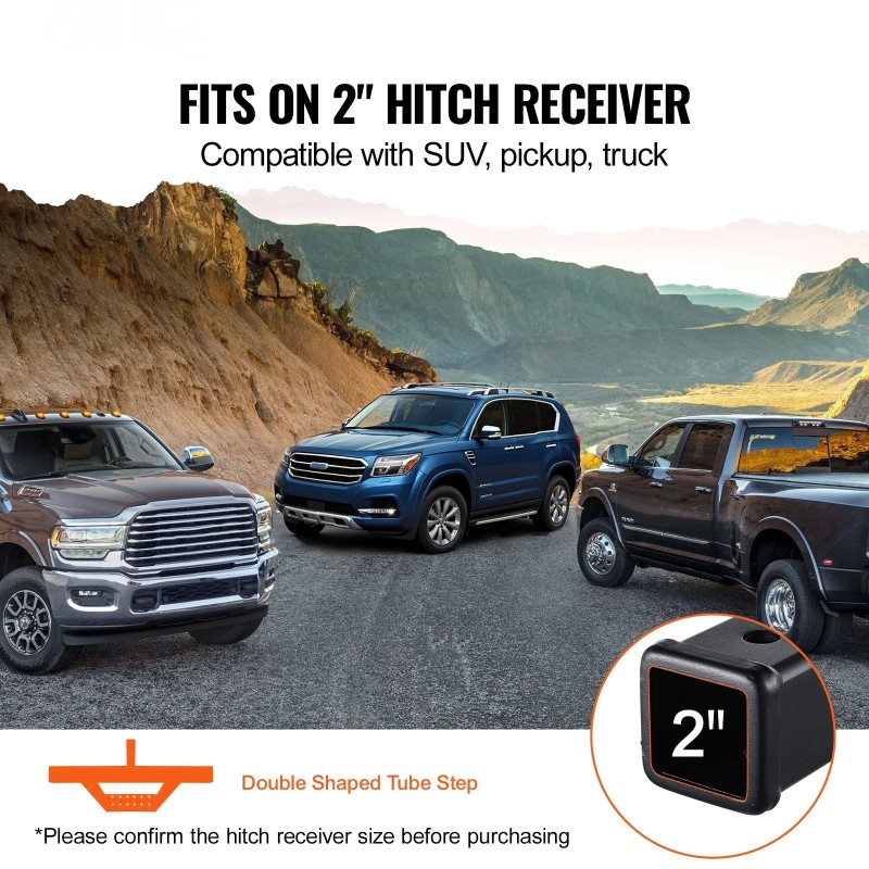 Vetokoukkuaskelma 2 tuuman vetovastaanottimeen teräs liukuestopinta 136 kg kantavuus