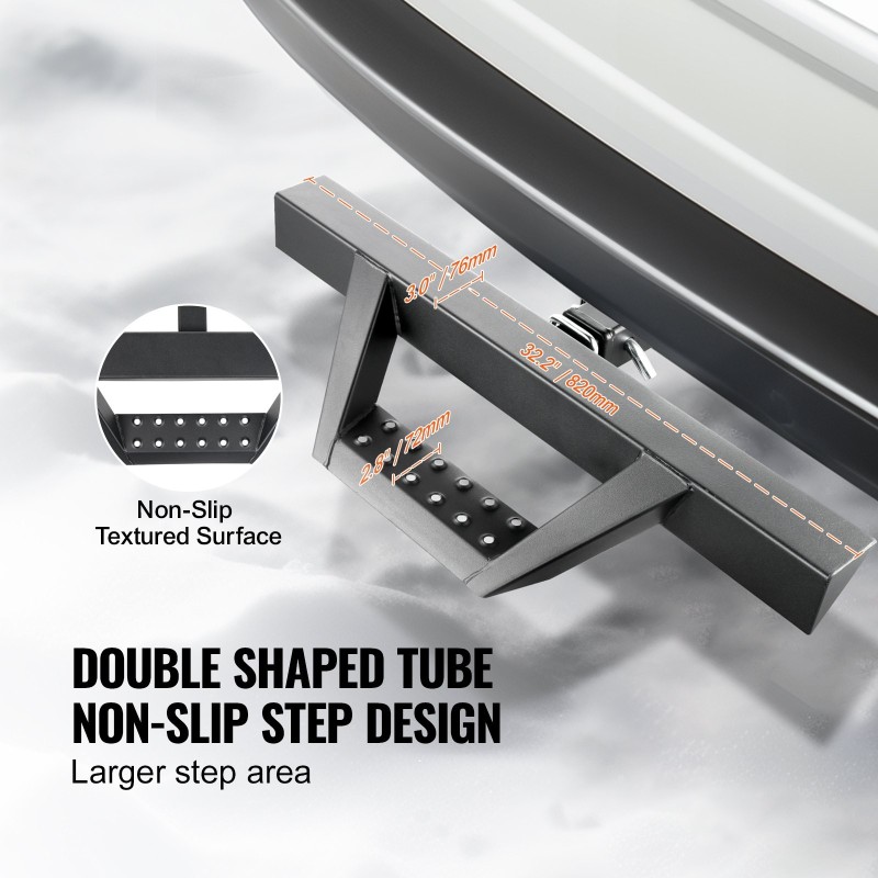 Vetokoukkuaskelma 2 tuuman vetovastaanottimeen teräs liukuestopinta 136 kg kantavuus