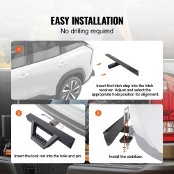 Vetokoukkuaskelma 2 tuuman vetovastaanottimeen teräs liukuestopinta 136 kg kantavuus