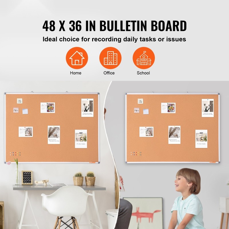 Korkkitaulu alumiinikehyksellä 1200×900 mm korkkipinta seinälle kestävä tausta