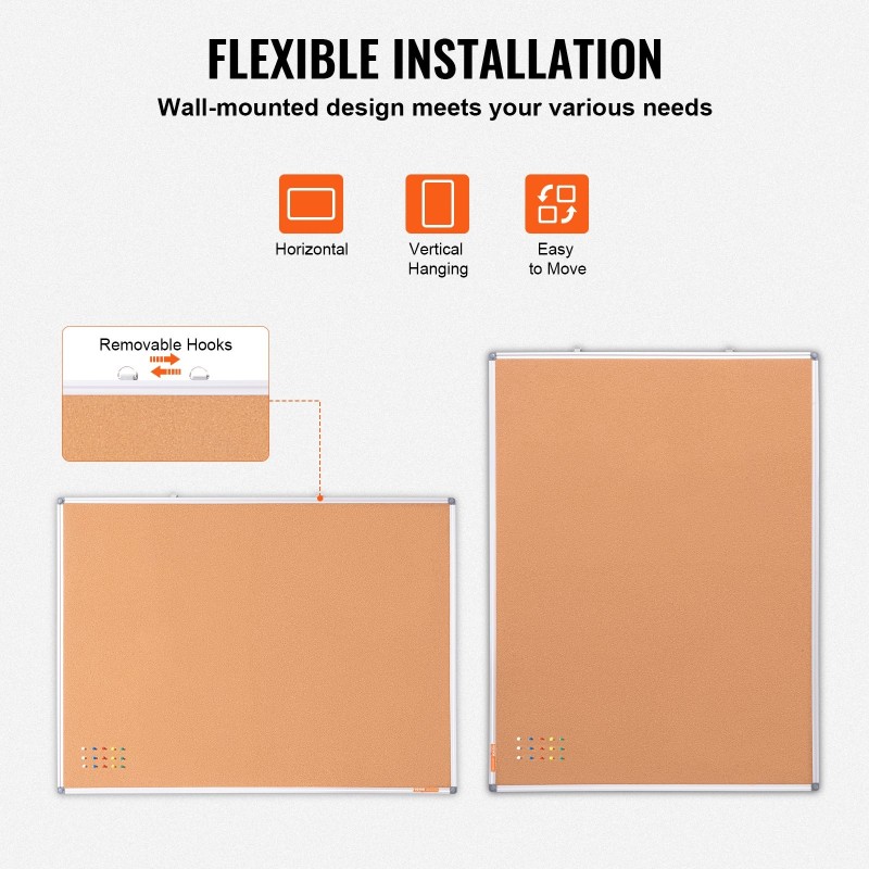 Korkkitaulu alumiinikehyksellä 1200×900 mm korkkipinta seinälle kestävä tausta