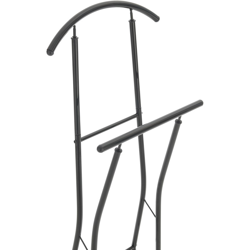 Tyylikäs metallinen vaateripustin kenkähyllyllä ja kahdella tangolla