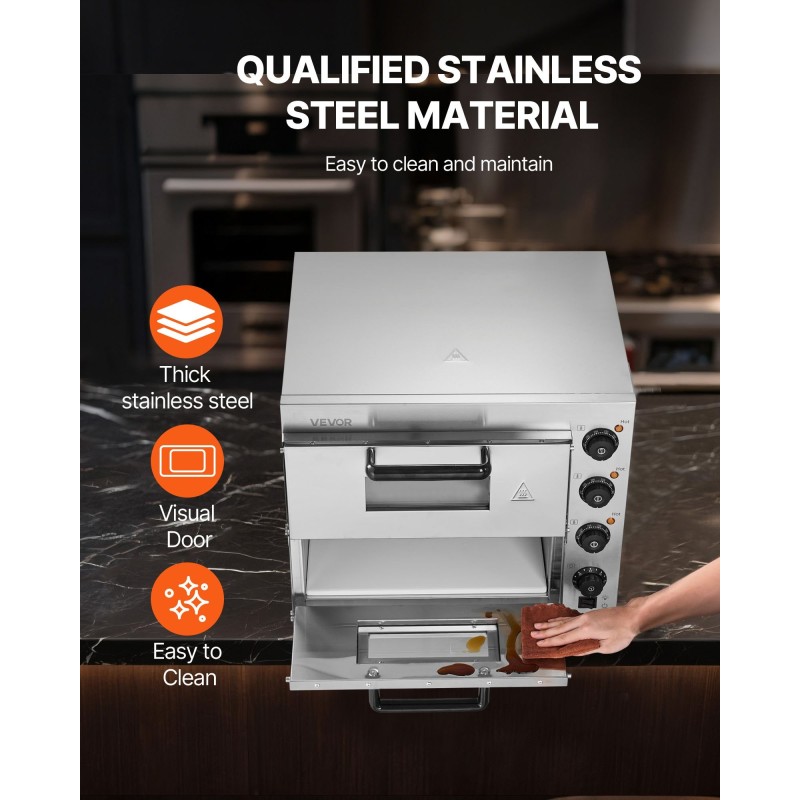 Sähköinen työtasopizzauuni ruostumattomasta teräksestä 40,6 senttimetrin pizzalle sisäkäyttöön