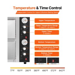 Sähköinen kaksitasoinen pöytäpizzauuni 25–450 °C 2500W+2500W omilla säädöillä