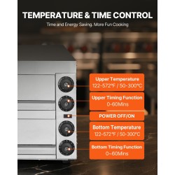 Pöytämallinen sähkökäyttöinen 1700-wattinen pizzauuni 12-tuumaisille elintarvikekelpoinen ruostumaton teräs