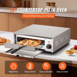 Pöytämallinen sähköinen pizzauuni 12-tuumainen 1500W ruostumaton teräs 50–350°C