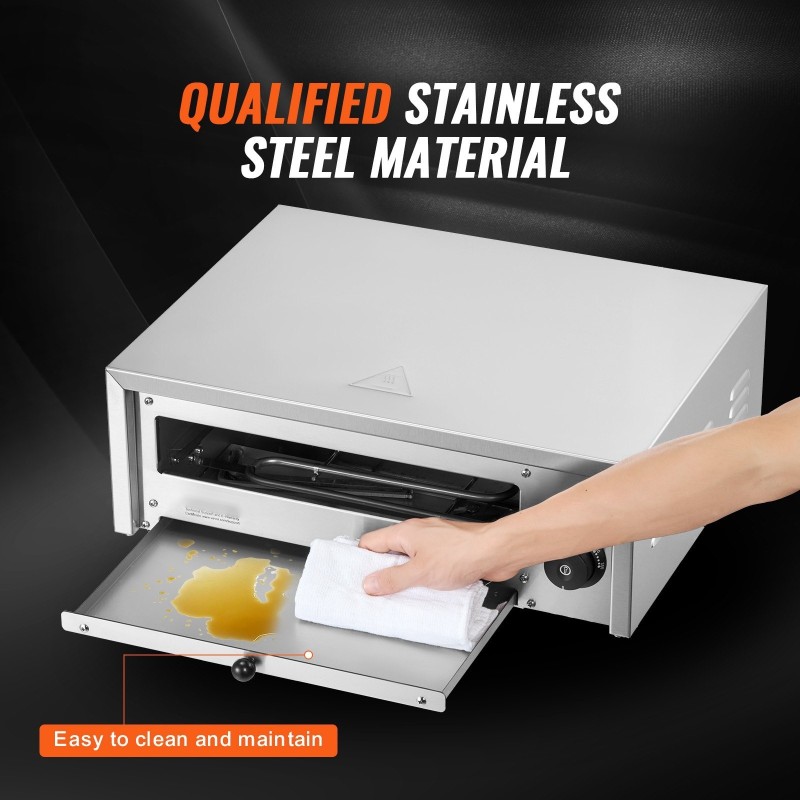 Pöytämallinen sähköinen pizzauuni 12-tuumainen 1500W ruostumaton teräs 50–350°C