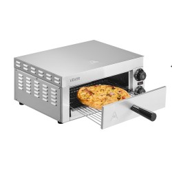Sähköinen pizzauuni työtasolle 12 tuumainen 1500W ruostumaton teräs lämpötila ja aikasäätö
