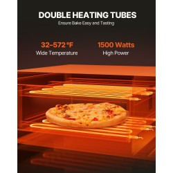 Sähköinen pizzauuni työtasolle 12-tuumainen 1500W ruostumaton teräs lämpötila ja aikasäätö