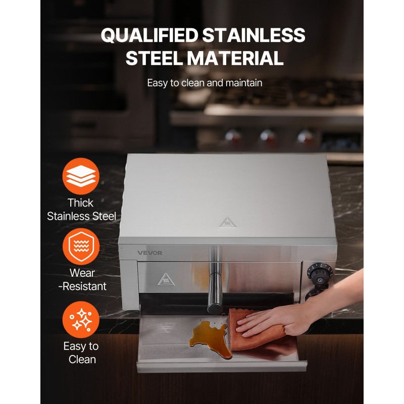 Sähköinen pizzauuni työtasolle 12-tuumainen 1500W ruostumaton teräs lämpötila ja aikasäätö