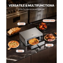 Sähköinen pizzauuni työtasolle 12-tuumainen 1500W ruostumaton teräs lämpötila ja aikasäätö