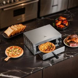 Sähköinen pizzauuni työtasolle 12-tuumainen 1500W ruostumaton teräs lämpötila ja aikasäätö
