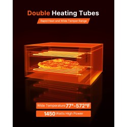 Sähköinen pöytämallinen pizzauuni 12-tuumaisille pizzoille lämpötilansäädöllä irrotettavalla murupellillä