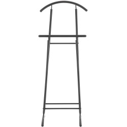 Tyylikäs metallinen vaateripustin kenkähyllyllä ja kahdella tangolla