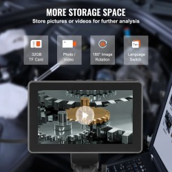 Nivelöity tarkastuskamera 6,4 mm linssi 5 tuuman IPS-näytöllä 1,5 m kaapelilla