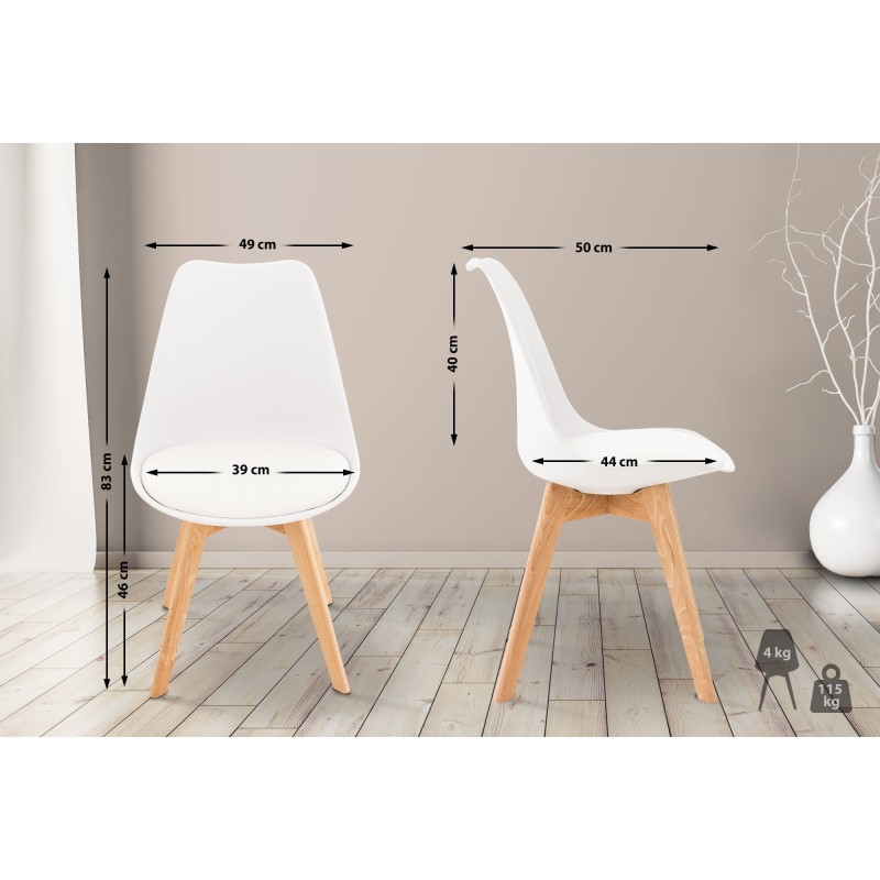 Tyylikäs ruokapöydän tuoli pyökkipuisella rungolla ja pehmustetulla istuimella