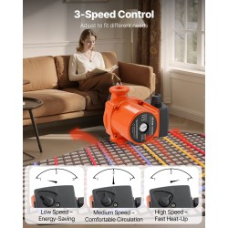 Valurautainen kiertovesipumppu kodin lämmitykseen 55 l/min 3-portainen kierteellinen