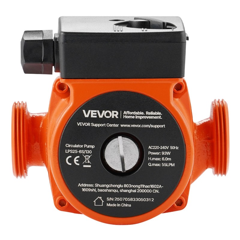 Valurautainen kiertovesipumppu kodin lämmitykseen 55 l/min 3-portainen kierteellinen