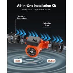 Valurautainen kiertovesipumppu 220–240 V 260 W 110 l/min kierreliitäntä lämmitysjärjestelmiin