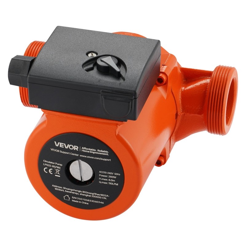 Valurautainen kiertovesipumppu 220–240 V 260 W 110 l/min kierreliitäntä lämmitysjärjestelmiin