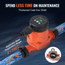 Kiertovesipumppu valurautarunkoinen kestomagneettimoottorilla 38 mm kierreliitäntä 220V 45W 60 l/min